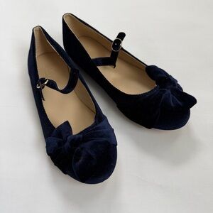 Janie and Jack Girls Velvet Bow Flat